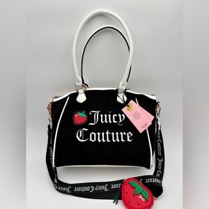 JUICY COUTURE Sweet‎ N Juicy FR Tote Black Satchel Purse Crossbody Bag Liquorice